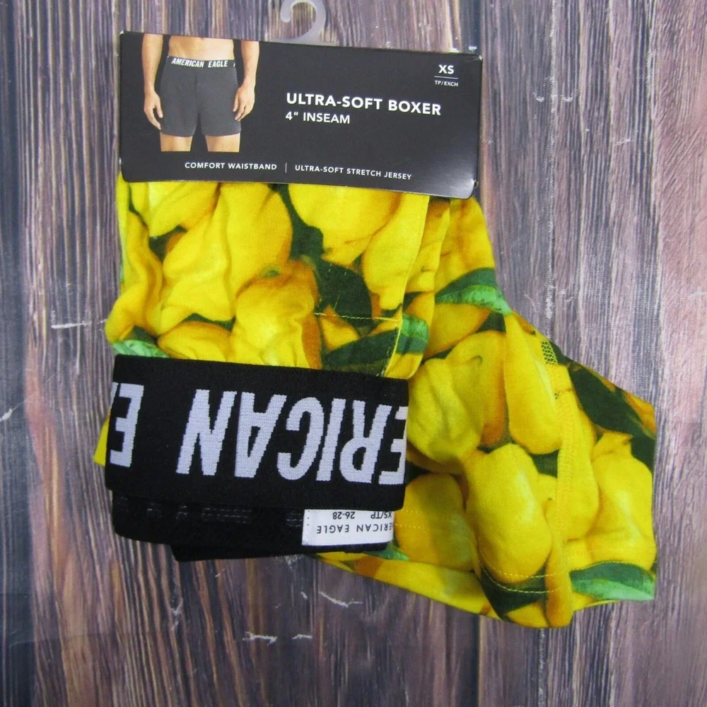 American Eagle NEW NWT Mens XS Boxer Briefs Yellow Lemons Gift